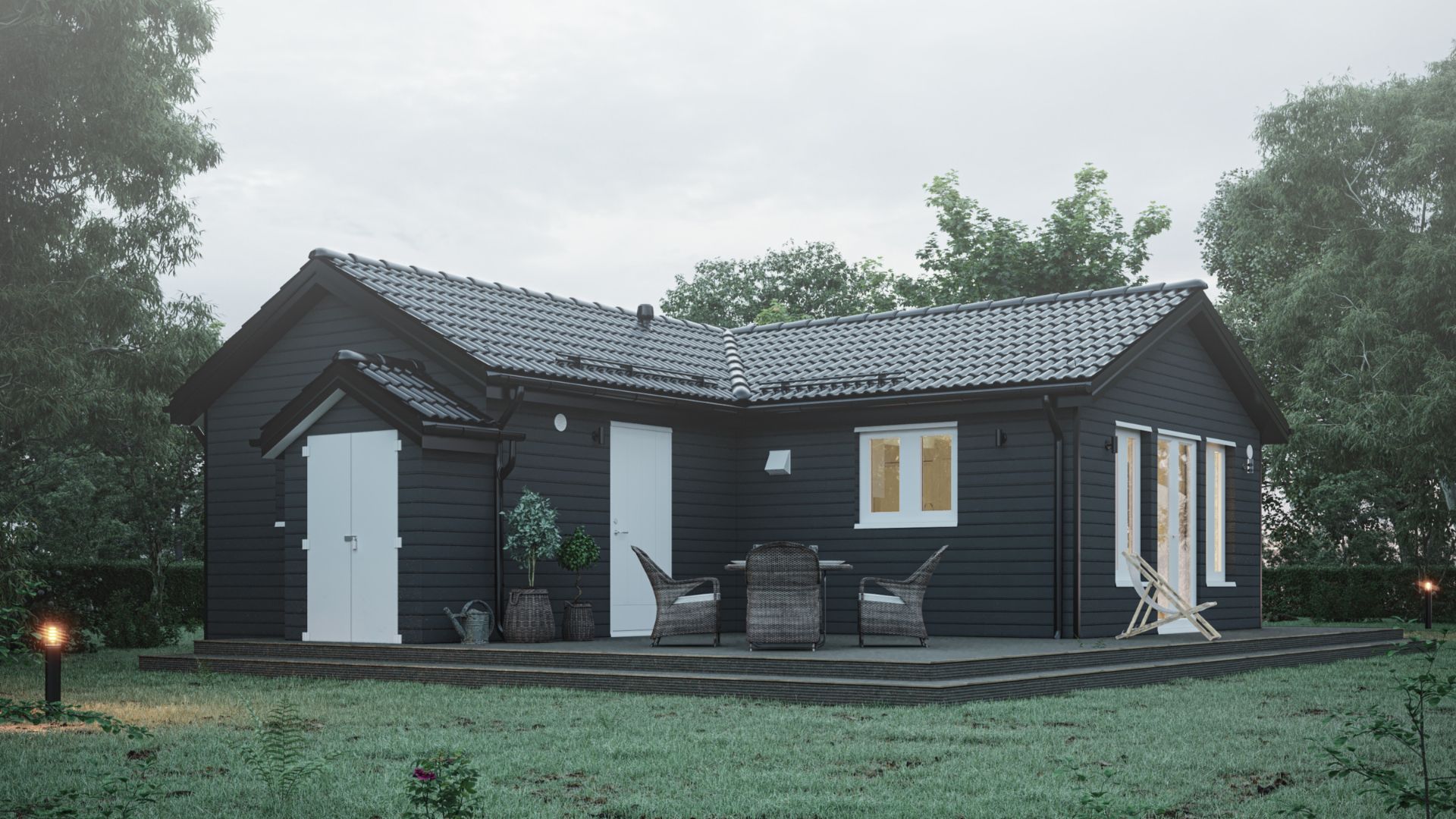Svart fritidshus kivik